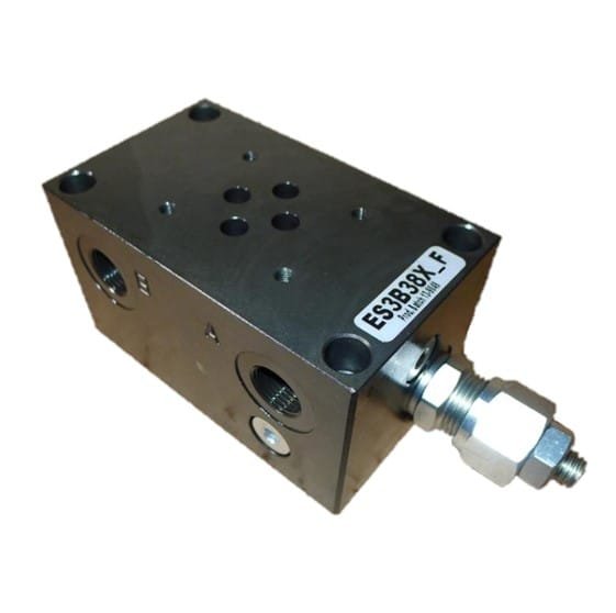 SUB-ES3B28X_.jpg NG6 Subplate with Relief Valve, Side and Rear G06 Ports, 50-210Bar